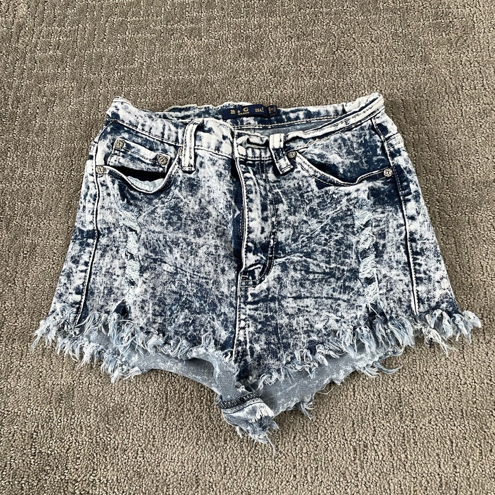 Acid wash jean shorts